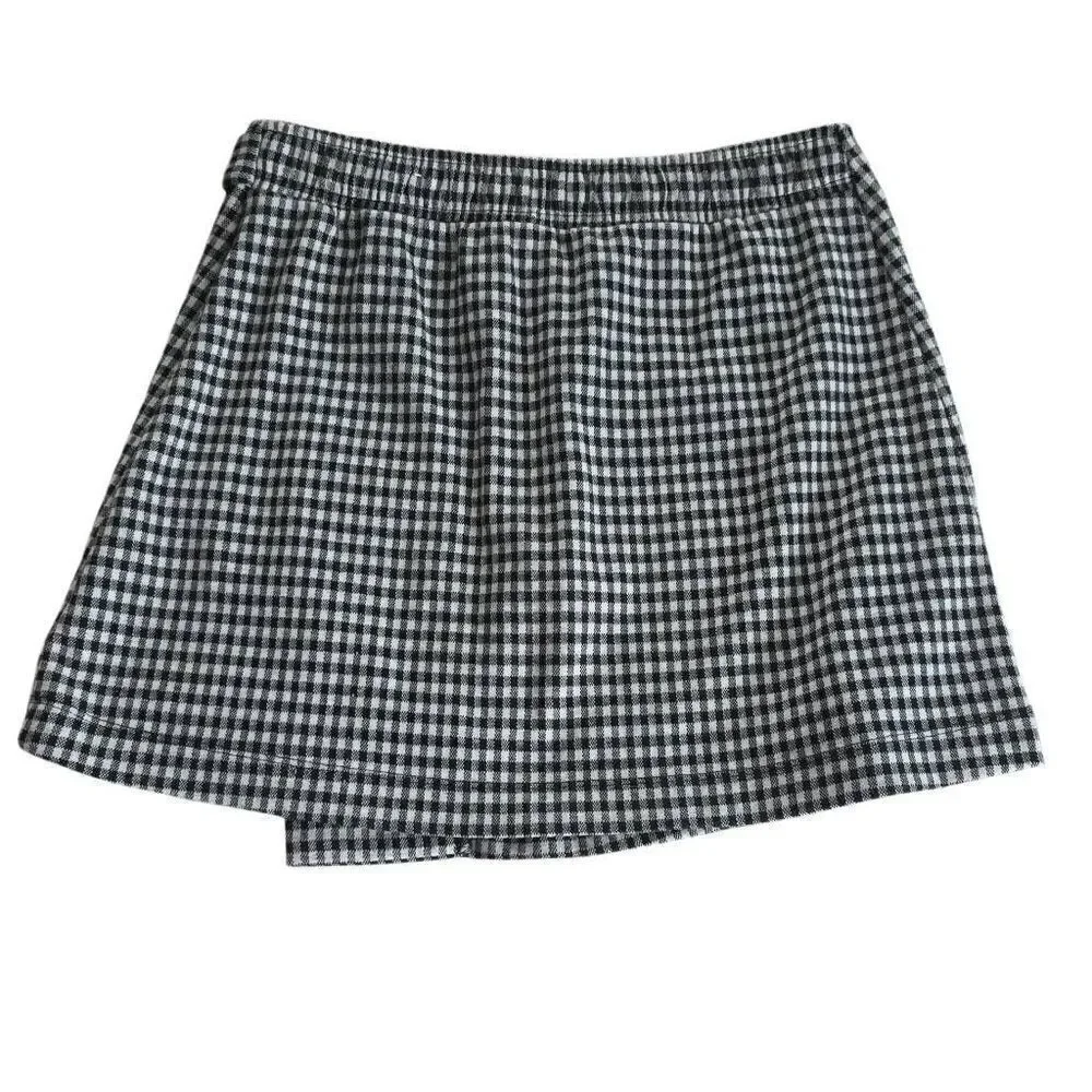 Justice Girl's Size 12 Black White Checked Wrap Style Skort